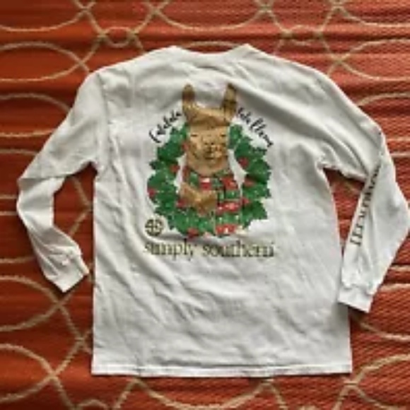 Simply Southern Long Sleeve Navy Tee. Falalala Lal - Picture 1 of 6